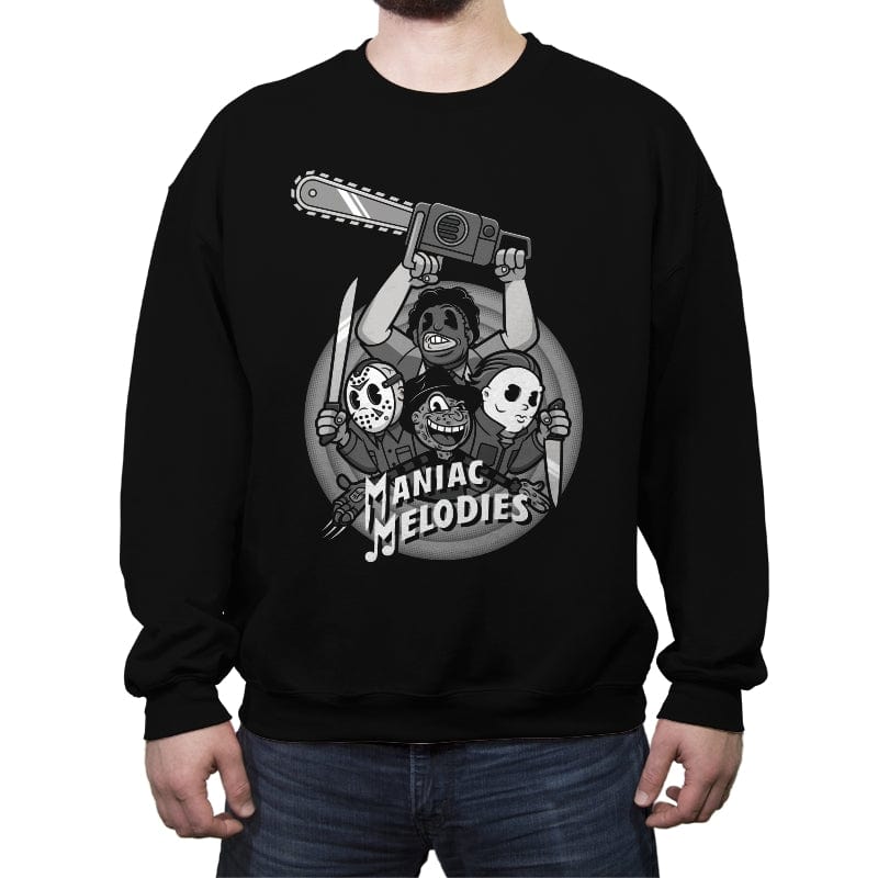 Maniac Melodies - Crew Neck Sweatshirt Crew Neck Sweatshirt RIPT Apparel Small / Black