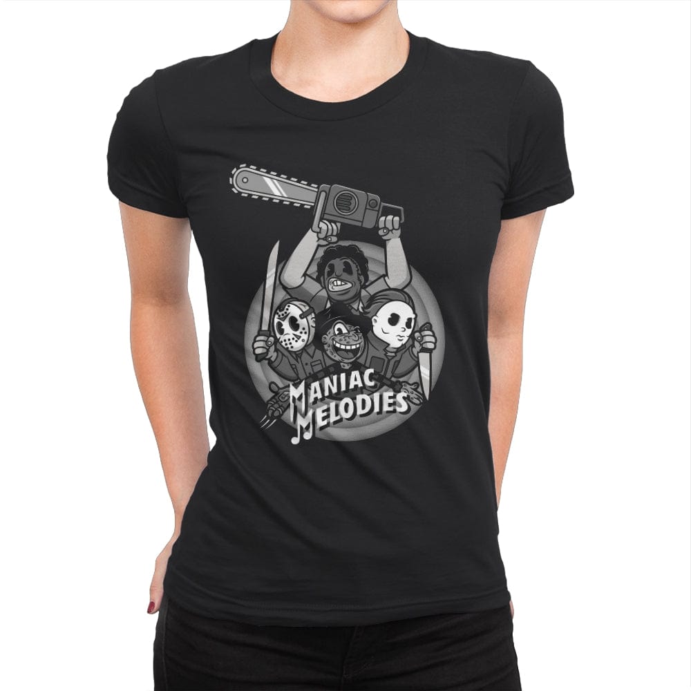 Maniac Melodies - Womens Premium T-Shirts RIPT Apparel Small / Black