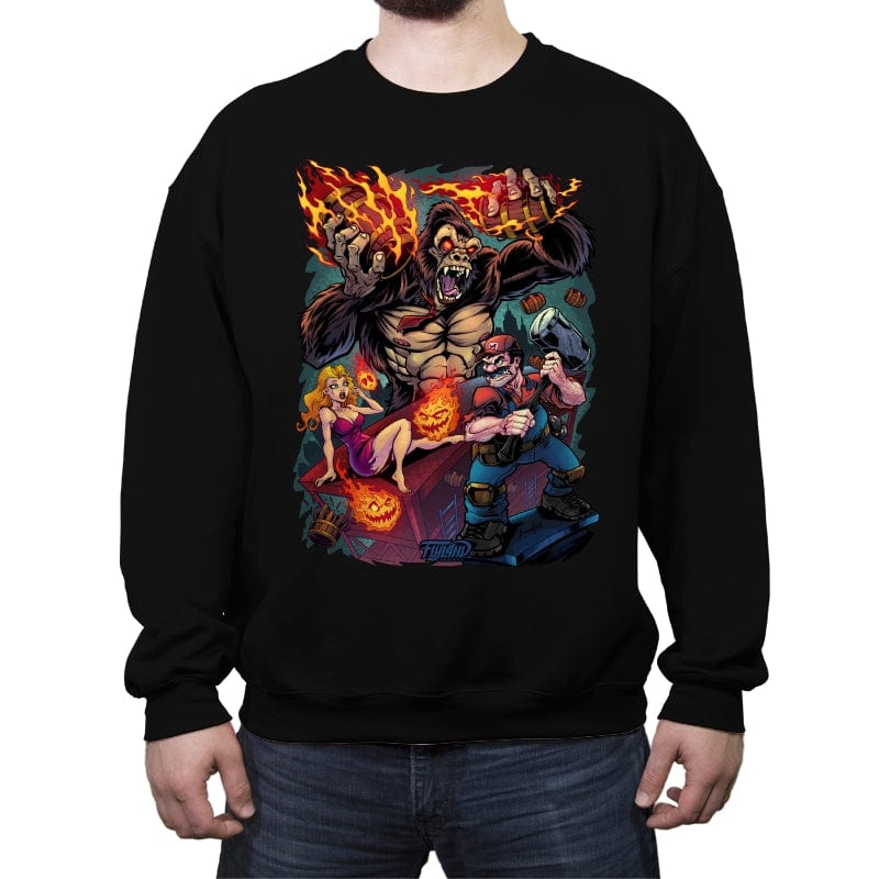 Mario Vs. Donkey Kong - Crew Neck Sweatshirt Crew Neck Sweatshirt RIPT Apparel Small / Black