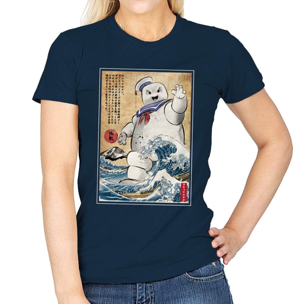 Marshmallow Man in Japan - Womens T-Shirts RIPT Apparel Small / Navy