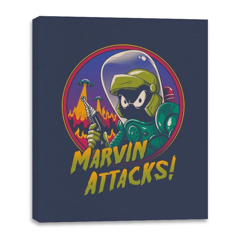 Marvin Attacks! - Canvas Wraps Canvas Wraps RIPT Apparel 16x20 / Navy