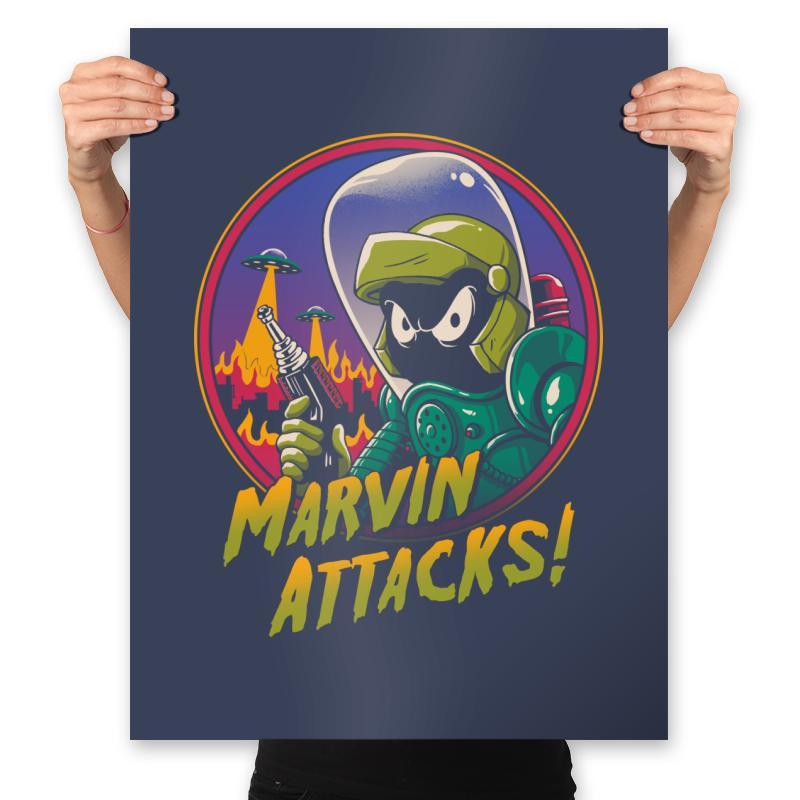 Marvin Attacks! - Prints Posters RIPT Apparel 18x24 / Navy