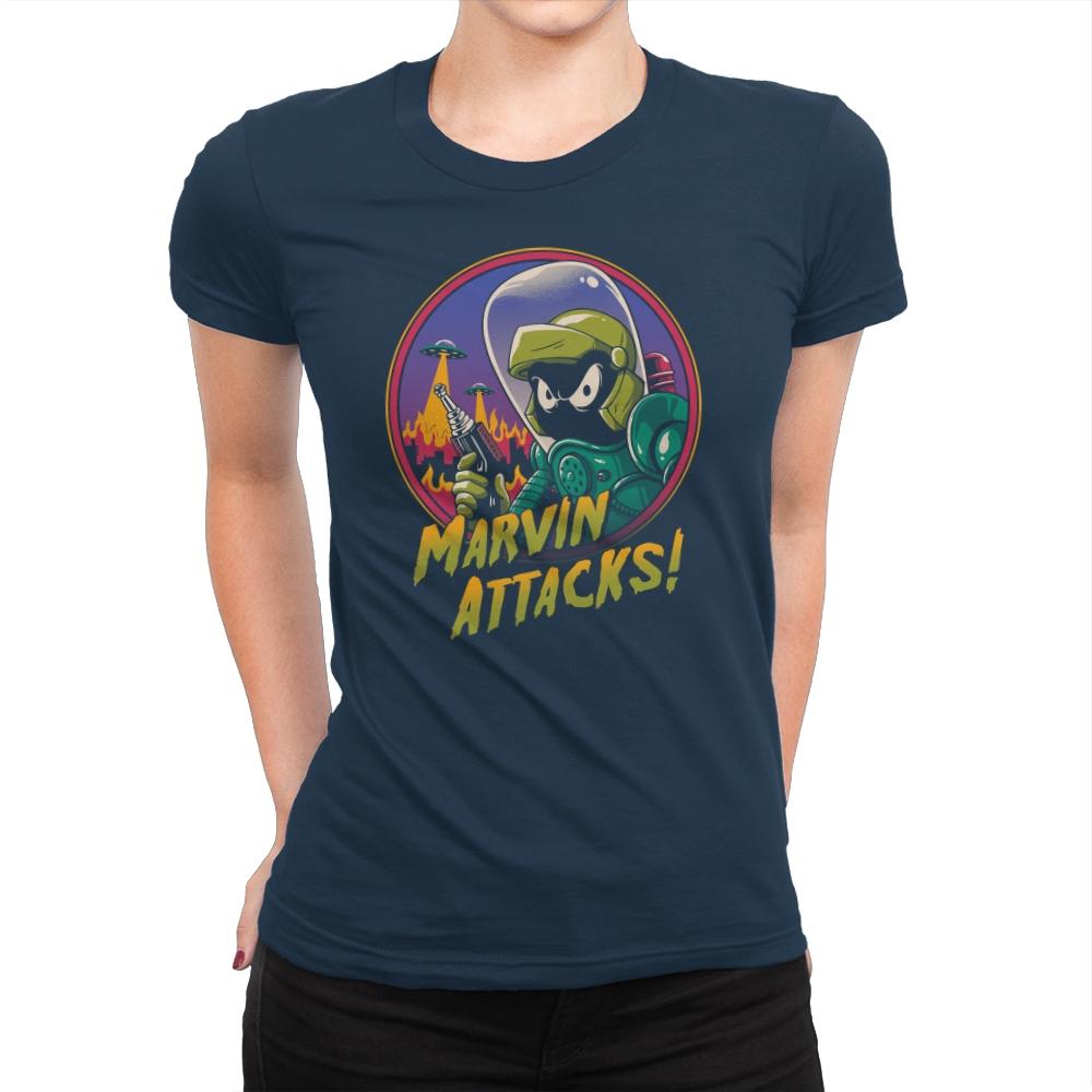 Marvin Attacks! - Womens Premium T-Shirts RIPT Apparel Small / Midnight Navy