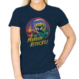 Marvin Attacks! - Womens T-Shirts RIPT Apparel Small / Navy