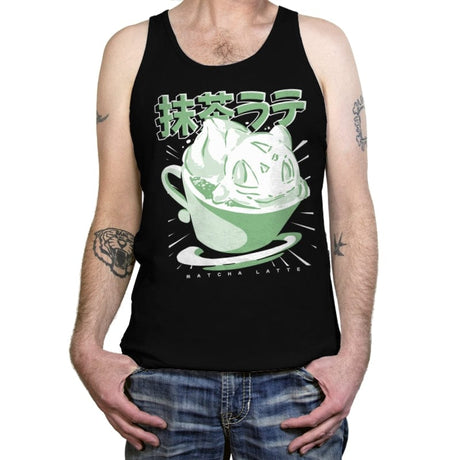 Matchasaur Latte - Tanktop Tanktop RIPT Apparel X-Small / Black