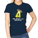 Me Want To Believe Exclusive - Womens T-Shirts RIPT Apparel Small / Navy
