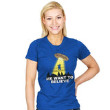 Me Want To Believe - Womens T-Shirts RIPT Apparel Small / Royal