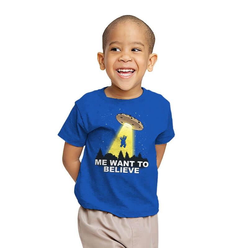Me Want To Believe - Youth T-Shirts RIPT Apparel X-small / Royal