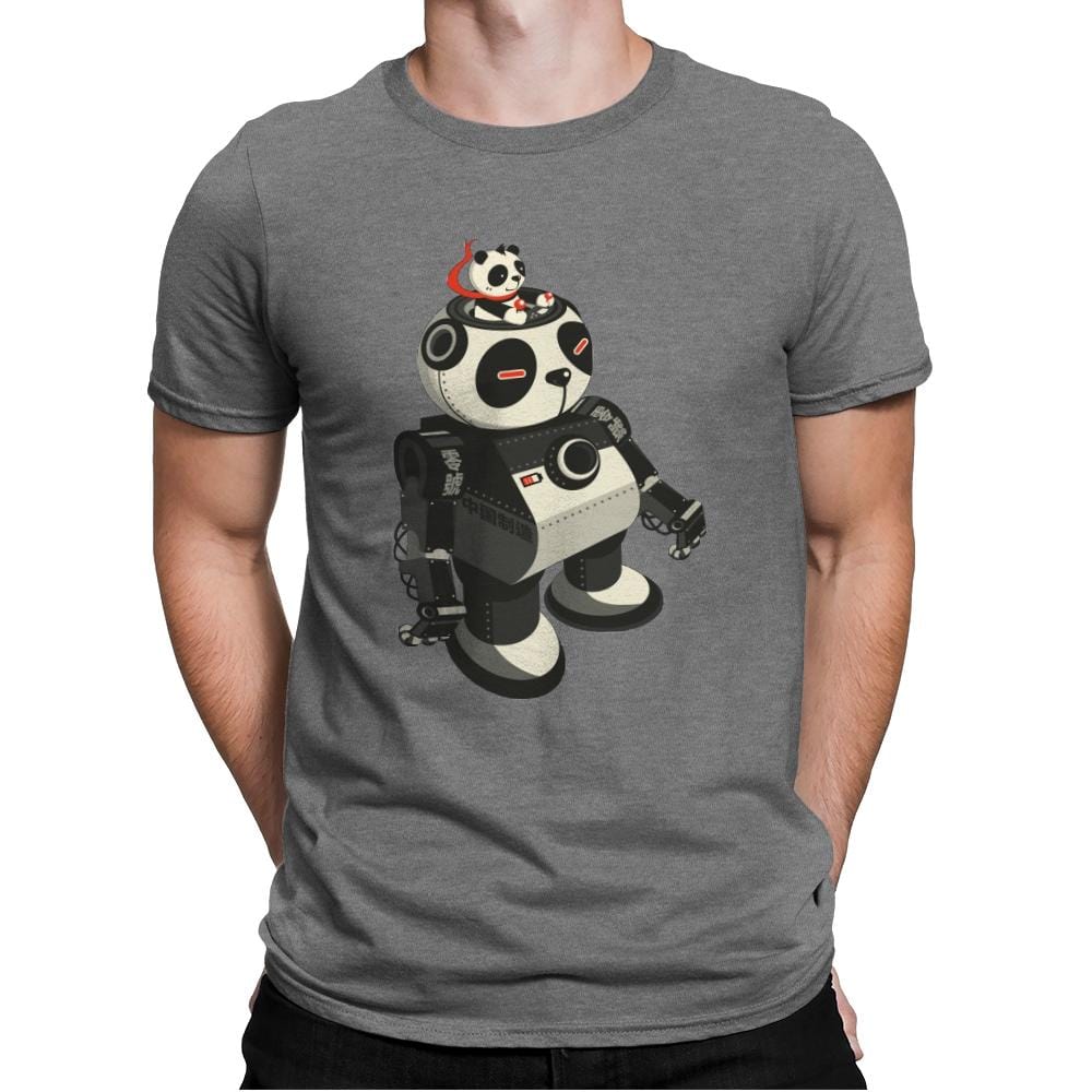 Mecha Panda - Mens Premium T-Shirts RIPT Apparel Small / Heather Grey