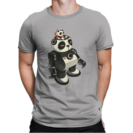 Mecha Panda - Mens Premium T-Shirts RIPT Apparel Small / Light Grey