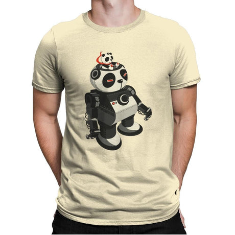 Mecha Panda - Mens Premium T-Shirts RIPT Apparel Small / Natural