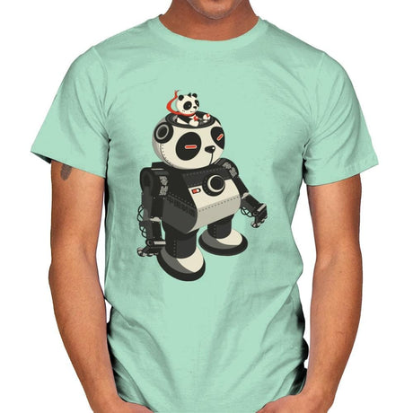 Mecha Panda - Mens T-Shirts RIPT Apparel Small / Mint Green