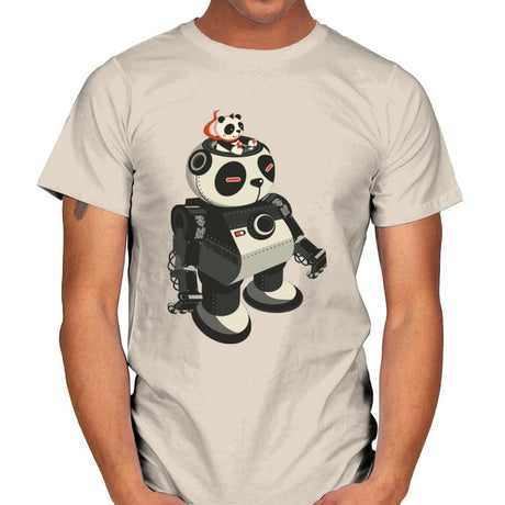 Mecha Panda - Mens T-Shirts RIPT Apparel Small / Natural