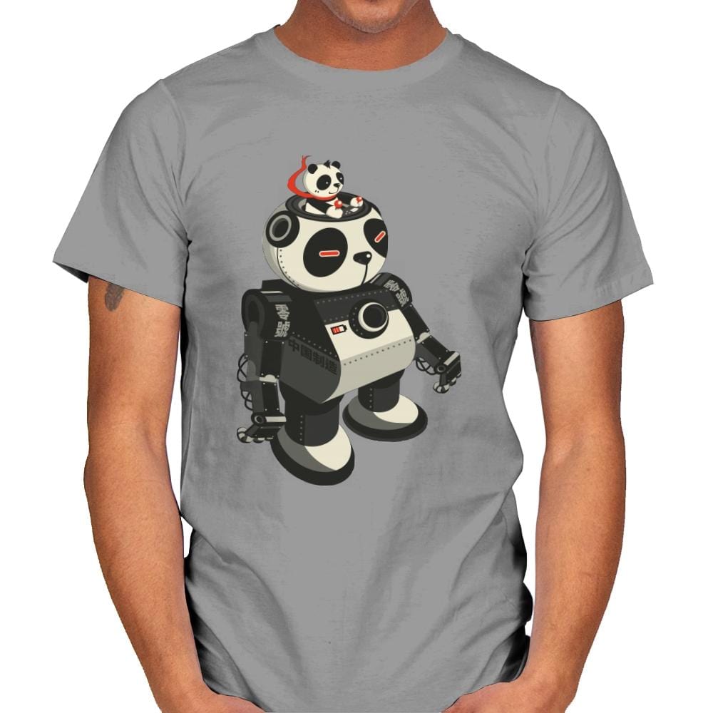 Mecha Panda - Mens T-Shirts RIPT Apparel Small / Sport Grey