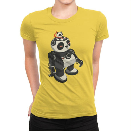 Mecha Panda - Womens Premium T-Shirts RIPT Apparel Small / Vibrant Yellow