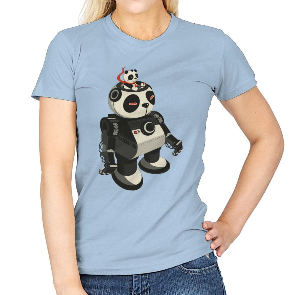 Mecha Panda - Womens T-Shirts RIPT Apparel Small / Light Blue