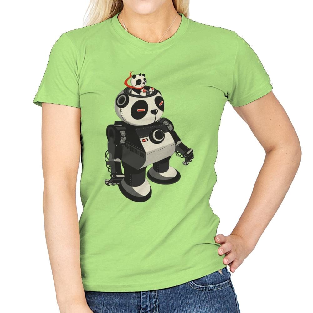 Mecha Panda - Womens T-Shirts RIPT Apparel Small / Mint Green