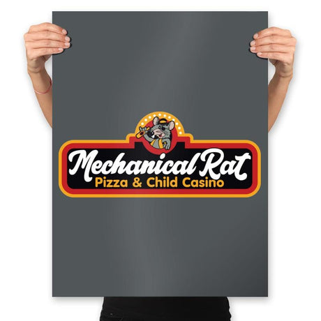 Mechanical Rat Pizza & Child Casino - Best Seller - Prints Posters RIPT Apparel 18x24 / Charcoal