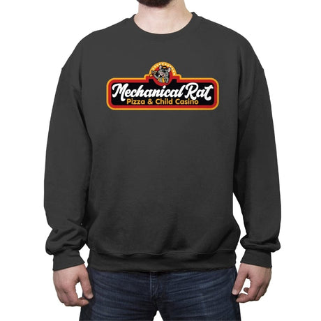 Mechanical Rat Pizza & Child Casino - Crew Neck Sweatshirt Crew Neck Sweatshirt RIPT Apparel Small / Charcoal