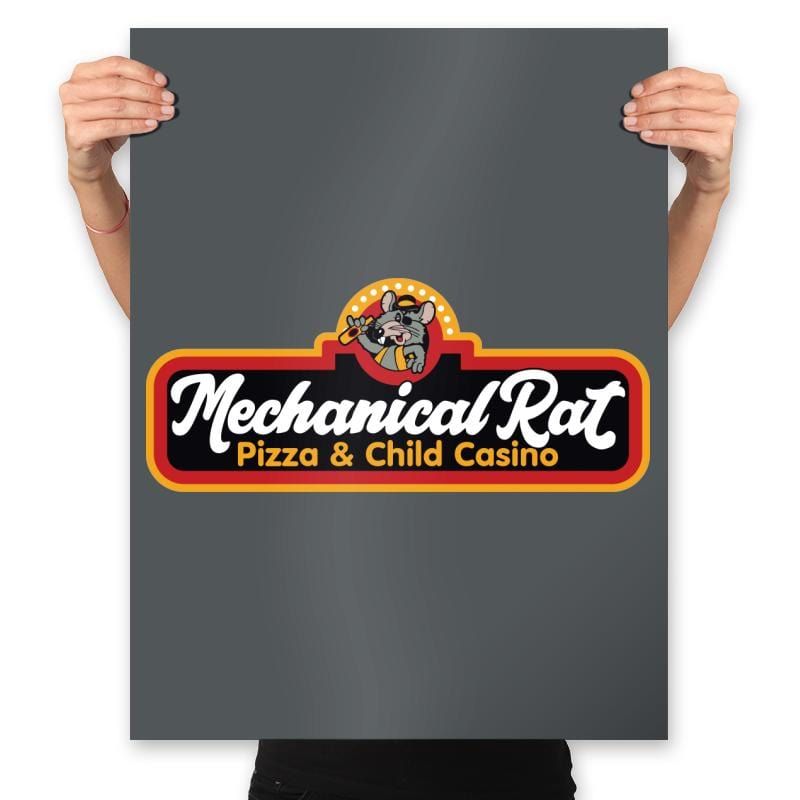 Mechanical Rat Pizza & Child Casino - Prints Posters RIPT Apparel 18x24 / Charcoal