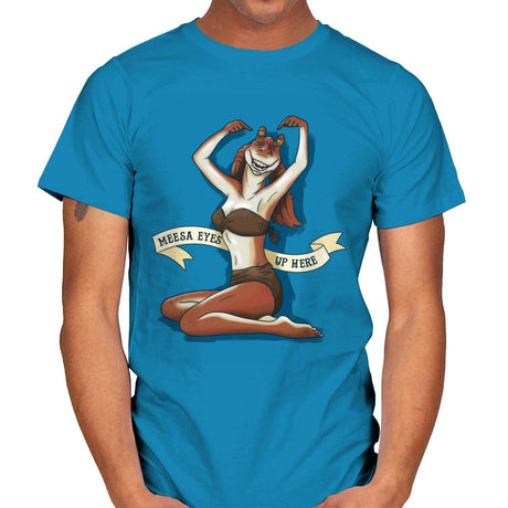 Meesa Eyes Up Here - Mens T-Shirts RIPT Apparel Small / Sapphire