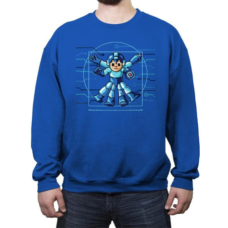 MegaVitruvianMan - Crew Neck Sweatshirt Crew Neck Sweatshirt RIPT Apparel Small / Royal