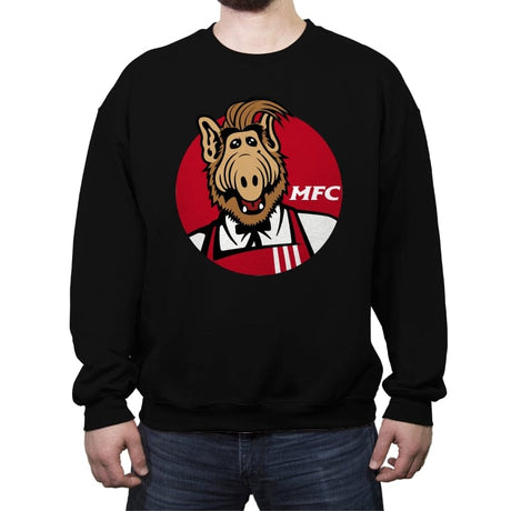 Melmac Fried Cat - Crew Neck Sweatshirt Crew Neck Sweatshirt RIPT Apparel Small / Black
