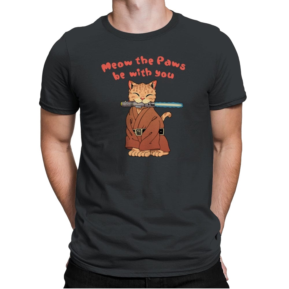 Meow the Paws be with you - Mens Premium T-Shirts RIPT Apparel Small / Heavy Metal