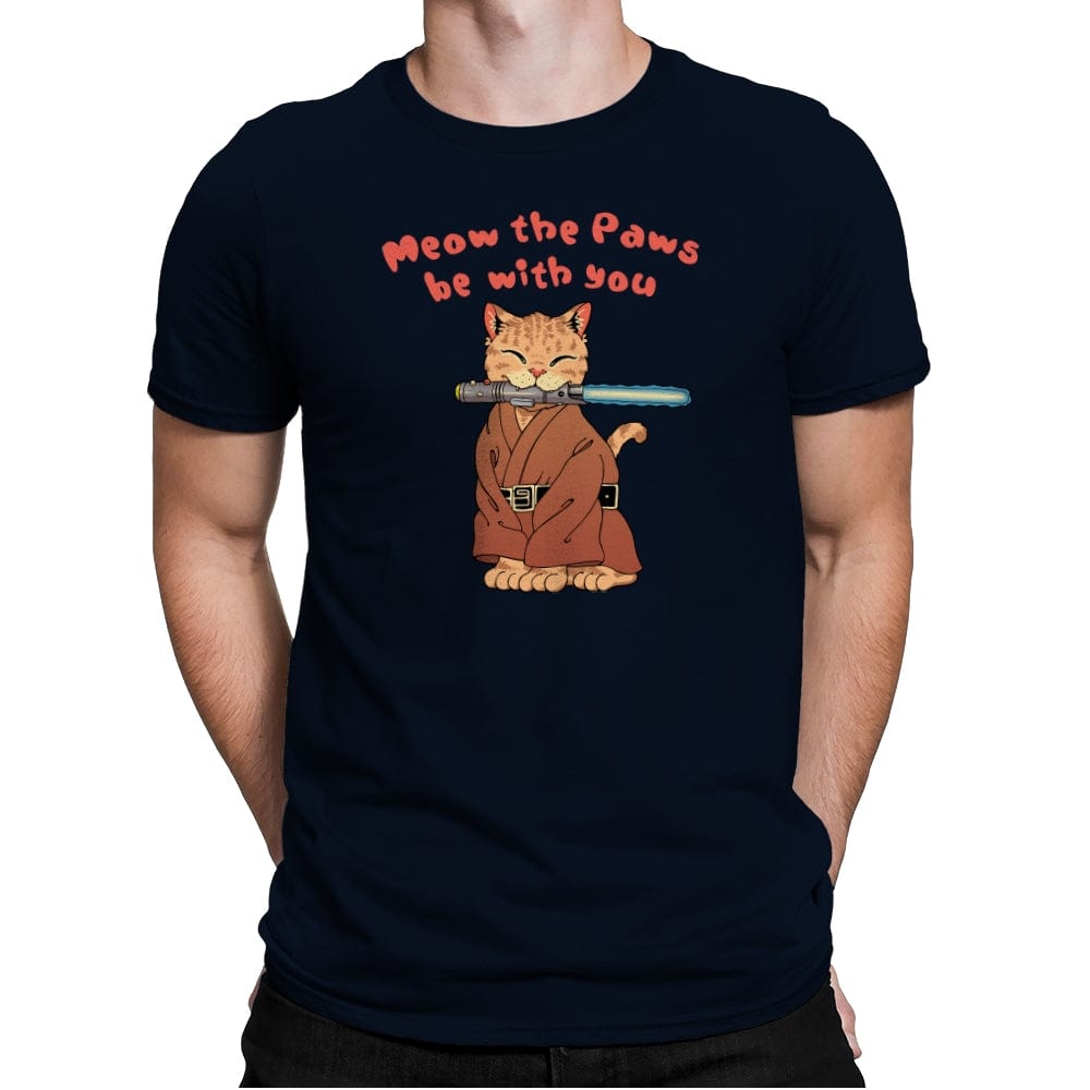 Meow the Paws be with you - Mens Premium T-Shirts RIPT Apparel Small / Midnight Navy