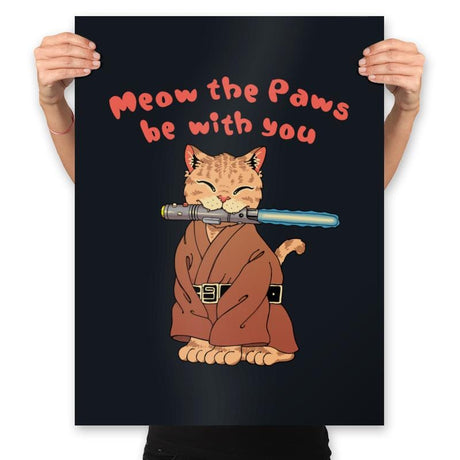 Meow the Paws be with you - Prints Posters RIPT Apparel 18x24 / Black