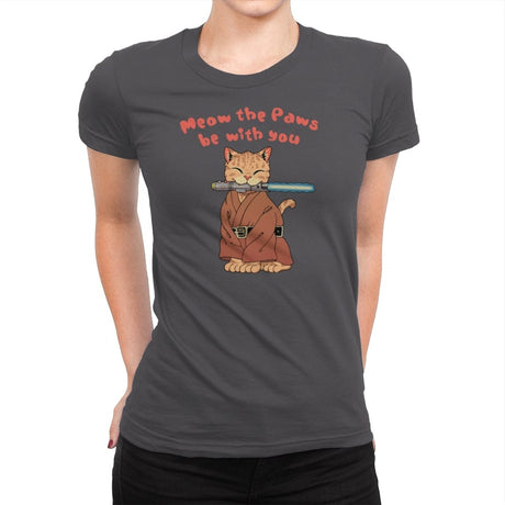 Meow the Paws be with you - Womens Premium T-Shirts RIPT Apparel Small / Heavy Metal