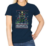 Meowgical Cat Christmas - Womens T-Shirts RIPT Apparel Small / Navy