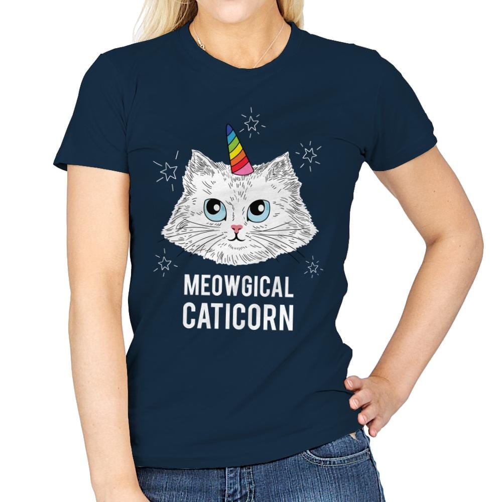 Meowgical Caticorn - Womens T-Shirts RIPT Apparel Small / Navy