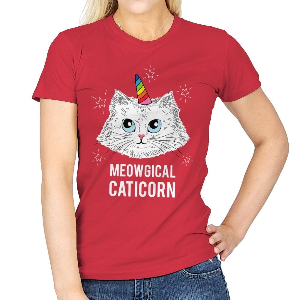 Meowgical Caticorn - Womens T-Shirts RIPT Apparel Small / Red