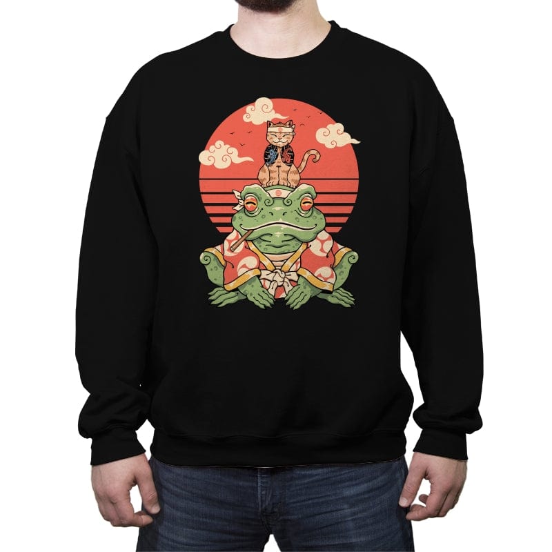 Meowster and Big Brother Croaker - Crew Neck Sweatshirt Crew Neck Sweatshirt RIPT Apparel Small / Black