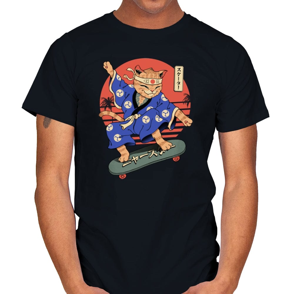 Meowster Skater I - Mens T-Shirts RIPT Apparel Small / Black
