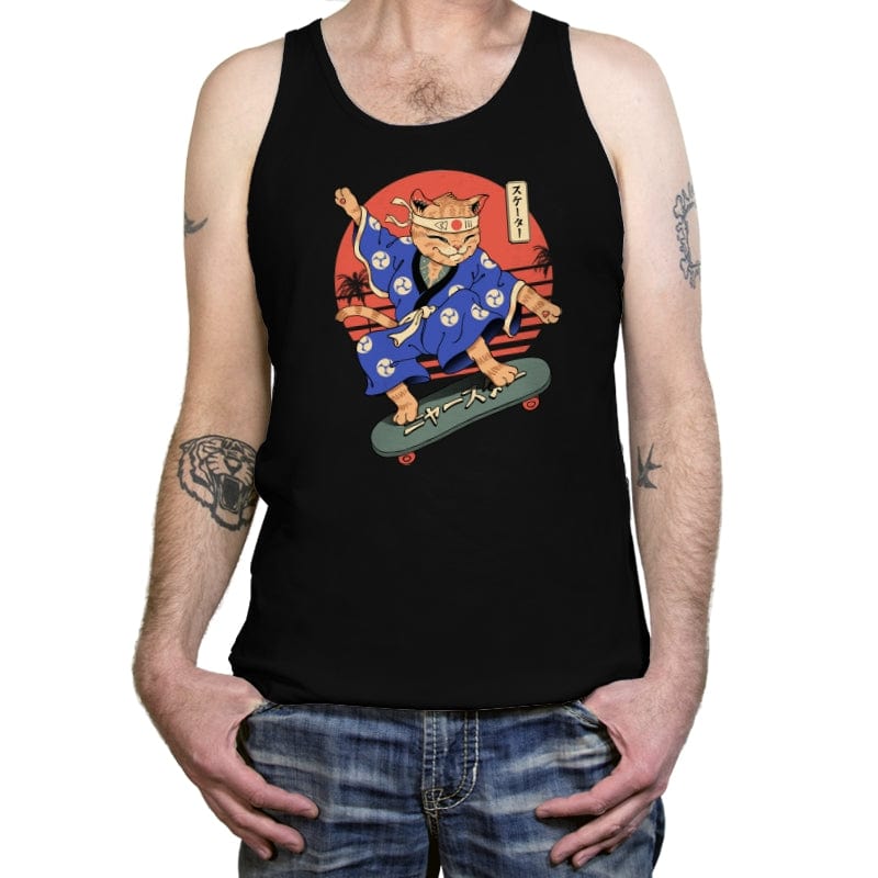 Meowster Skater I - Tanktop Tanktop RIPT Apparel X-Small / Black