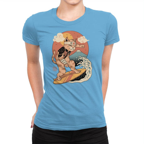 Meowster Surfer - Womens Premium T-Shirts RIPT Apparel Small / Turquoise