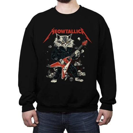 Meowtallica - Crew Neck Sweatshirt Crew Neck Sweatshirt RIPT Apparel Small / Black