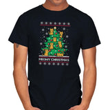 Meowy christmas - Ugly holiday - Mens T-Shirts RIPT Apparel Small / Black