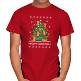 Meowy christmas - Ugly holiday - Mens T-Shirts RIPT Apparel Small / Red