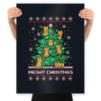 Meowy christmas - Ugly holiday - Prints Posters RIPT Apparel 18x24 / Black