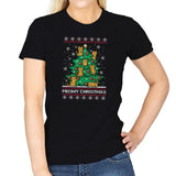 Meowy christmas - Ugly holiday - Womens T-Shirts RIPT Apparel Small / Black