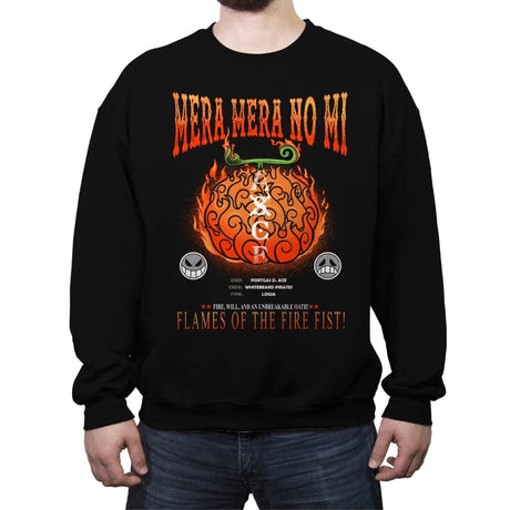 Mera Mera No Mi Devil Fruit - Crew Neck Sweatshirt Crew Neck Sweatshirt RIPT Apparel Small / Black