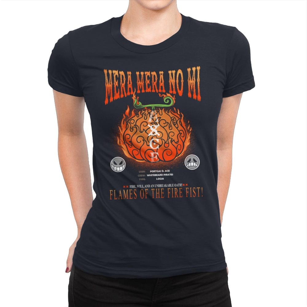 Mera Mera No Mi Devil Fruit - Womens Premium T-Shirts RIPT Apparel Small / Midnight Navy
