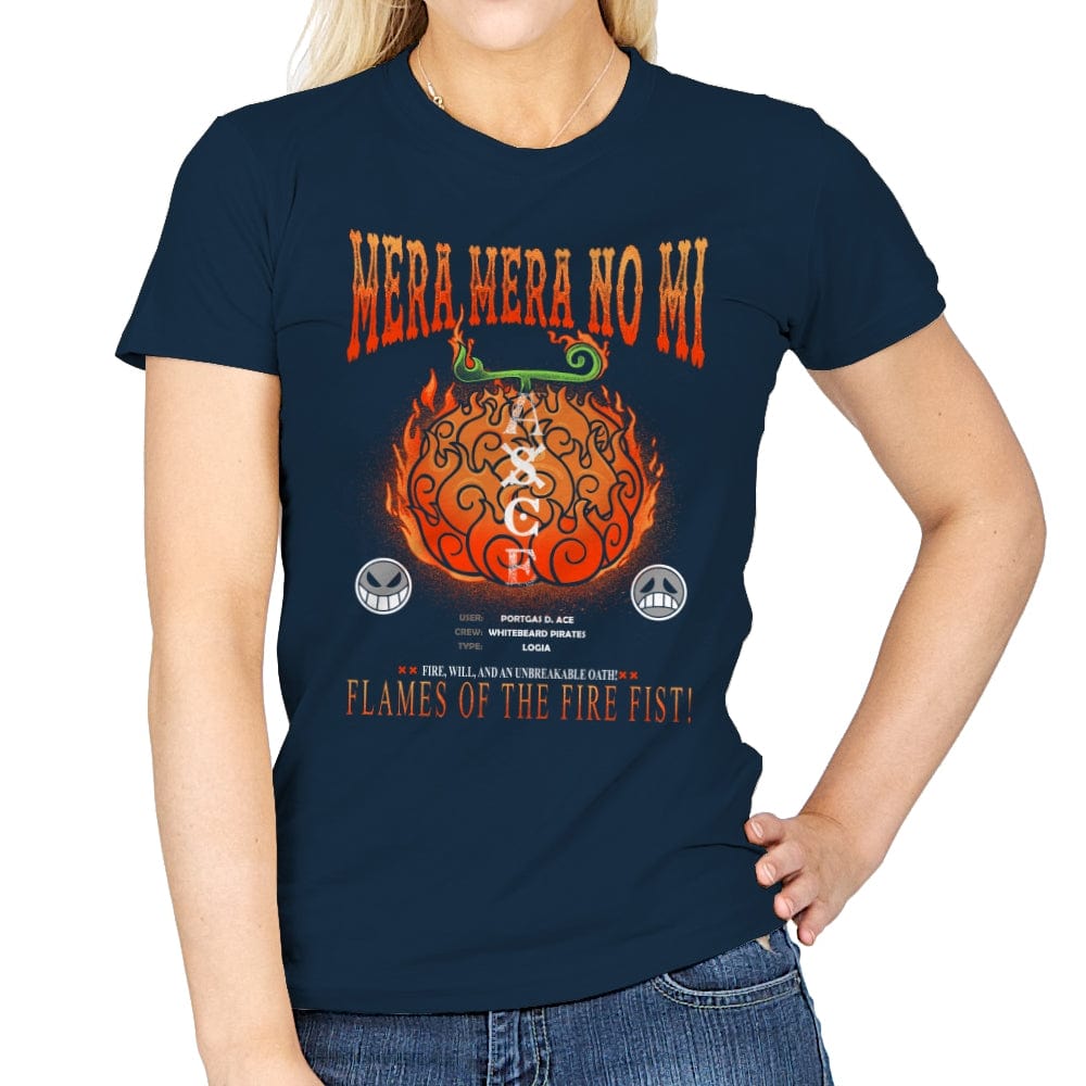 Mera Mera No Mi Devil Fruit - Womens T-Shirts RIPT Apparel Small / Navy