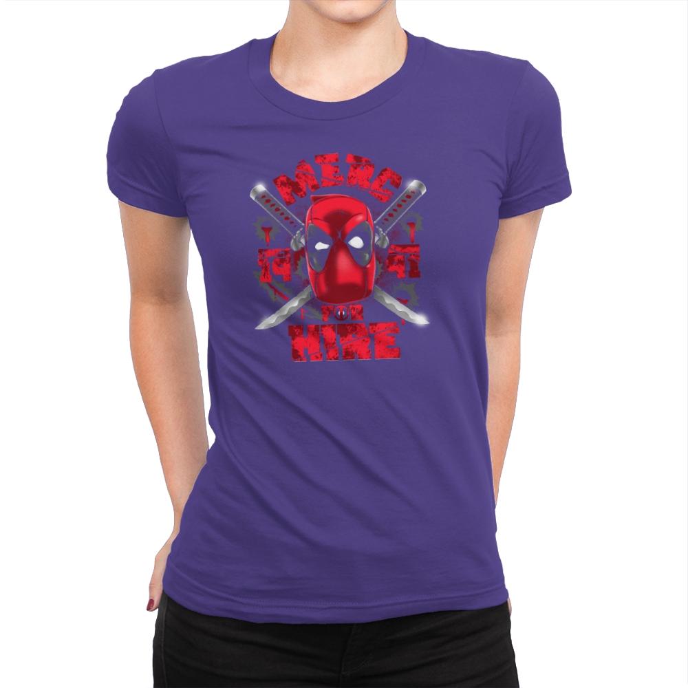 Merc for Hire Exclusive - Womens Premium T-Shirts RIPT Apparel Small / Purple Rush
