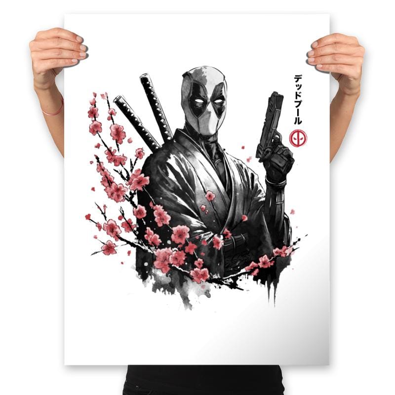 Merc Portrait Sumi-e - Prints Posters RIPT Apparel 18x24 / White