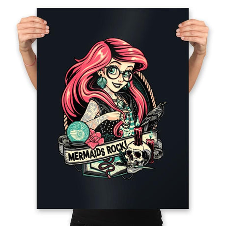 Mermaids Rock!! - Prints Posters RIPT Apparel 18x24 / Black