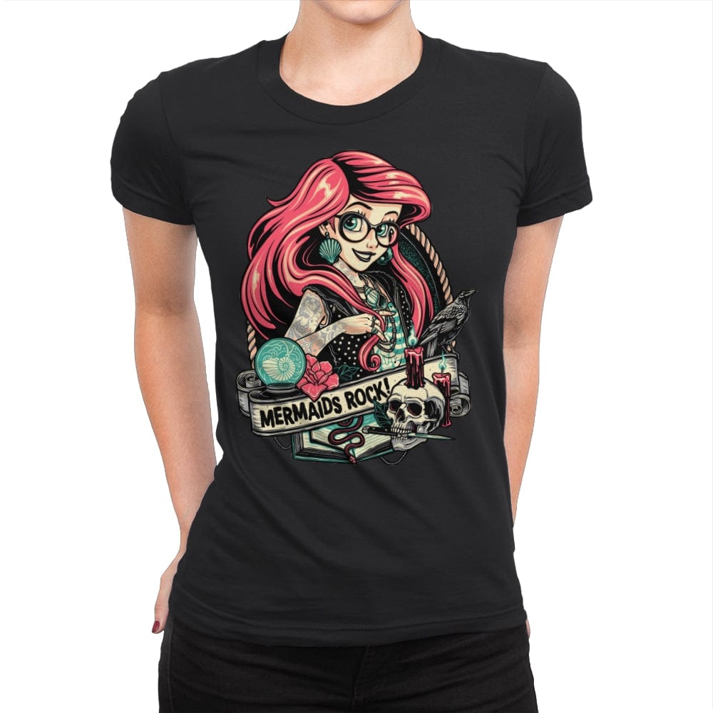 Mermaids Rock!! - Womens Premium T-Shirts RIPT Apparel Small / Black